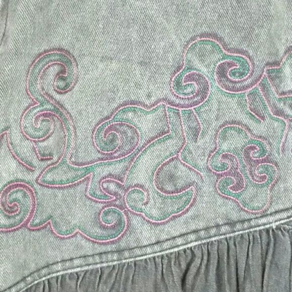 Vintage Jeanjer Gypsy Boho Denim Skirt Size 10 - Picture 3 of 8